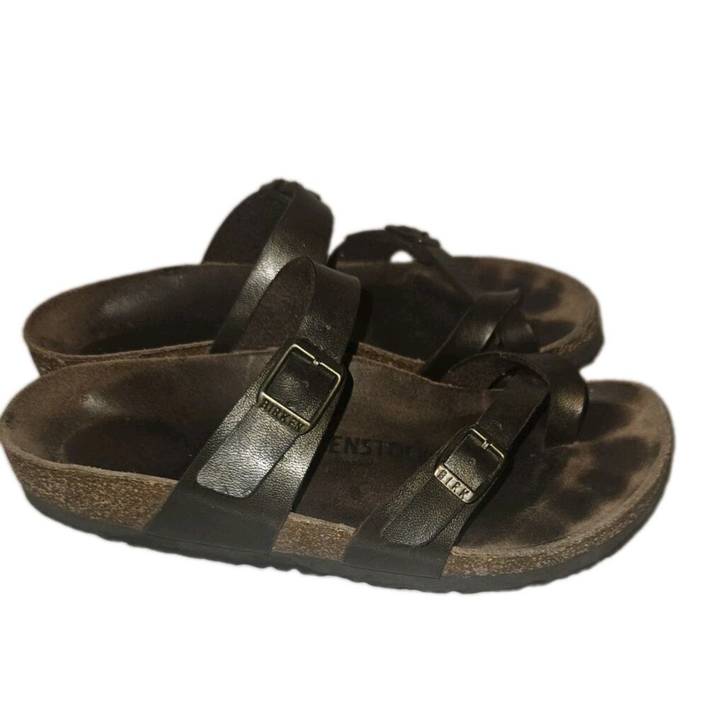 Birkenstock Mayari Metallic Bronze Brown Leather Sandals US 6-6.5 EU 37 Narrow - Picture 3 of 7